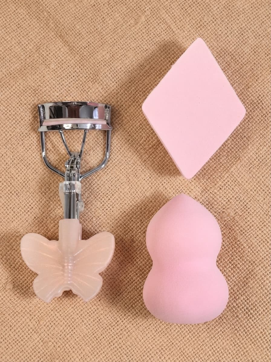 Set arqueador de pestañas y esponja maquillaje