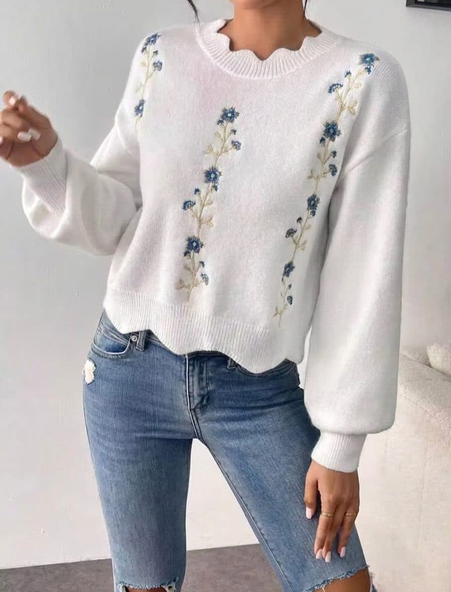 Suéter Bordado Floral