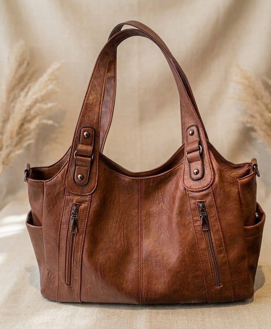 Bolso de hombro ecocuero con bolsillos