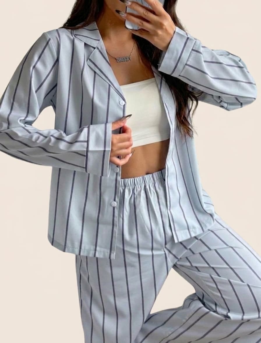 Conjunto de pijama de mujer: pantalón y blusa de manga larga