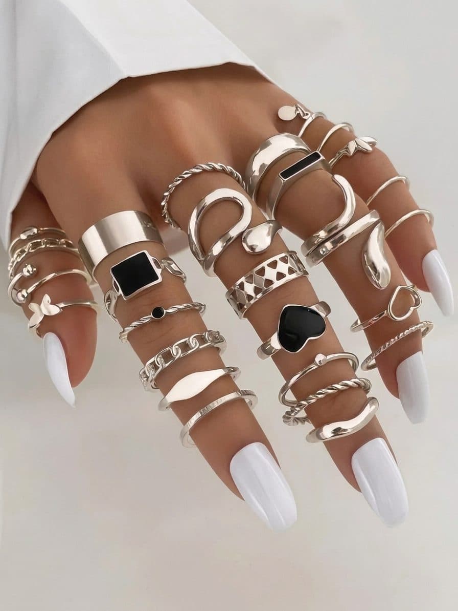 Anillos fantasía plateados x3