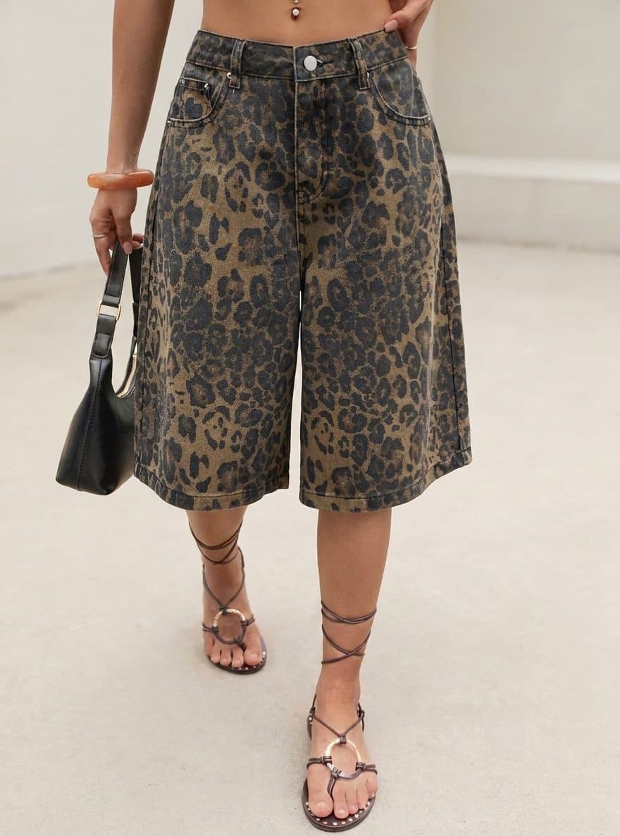 Pantalón corto vaquero leopardo