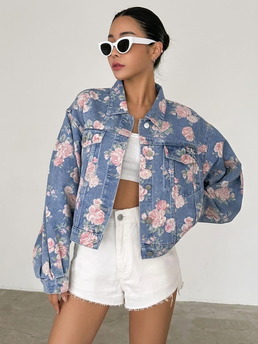 Chaqueta Denim Floral
