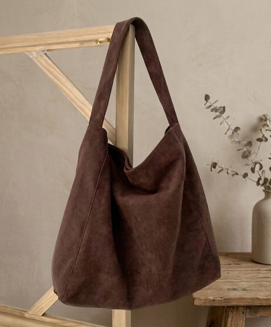 Bolso de mano amplio vintage café