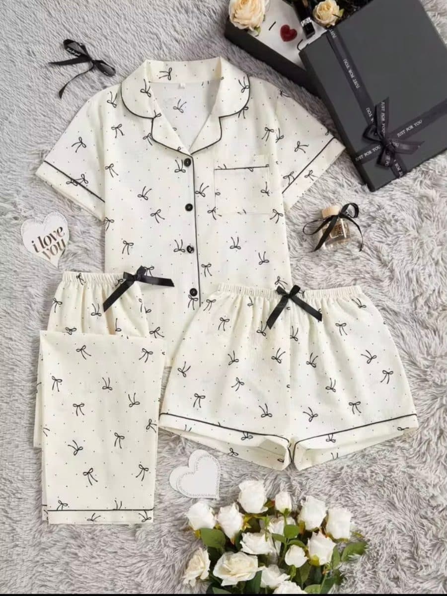 Pijama Trío con Moños Negro